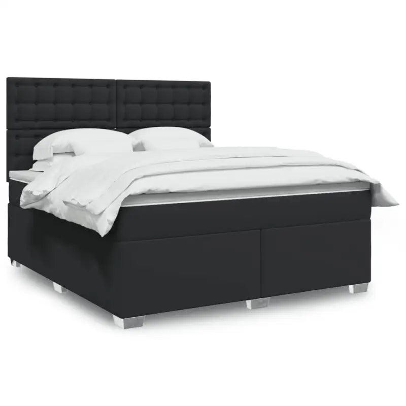 Hoogte verstelbaar boxspringbed met duurzaam kunstleer en comfortabele materiaal vulling - Zwart / 180 x 200 cm