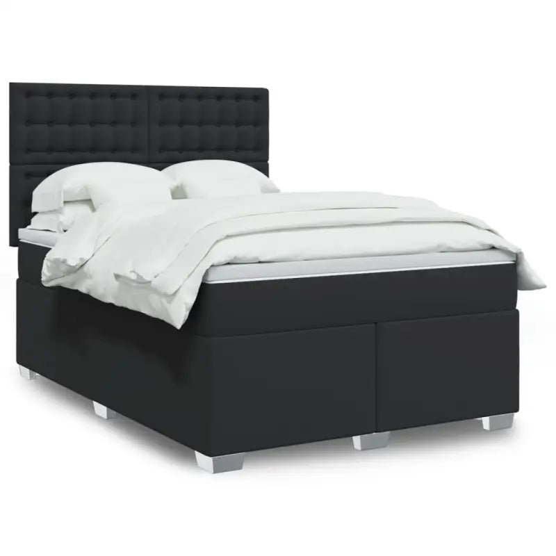 Hoogte verstelbaar boxspringbed met duurzaam kunstleer en comfortabele materiaal vulling - Zwart / 140 x 190 cm