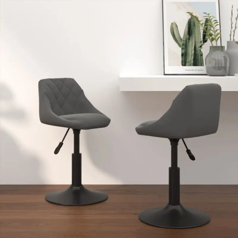 Hoogte verstelbare draaibare eetkamerstoelen met fluwelen design - Donkergrijs / 2 - Eetkamerstoelen