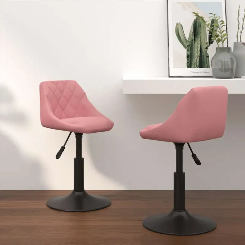 Hoogte verstelbare draaibare eetkamerstoelen met fluwelen design - Roze / 2 - Eetkamerstoelen