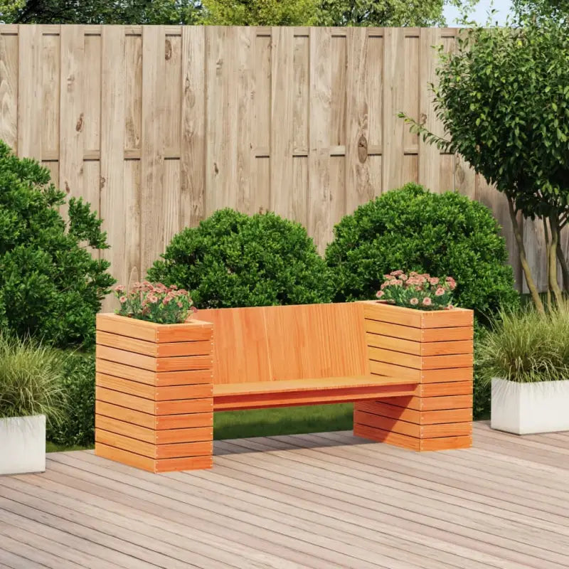 Houten bankje met plantenbakken van massief grenenhout voor tuin - Loungebanken