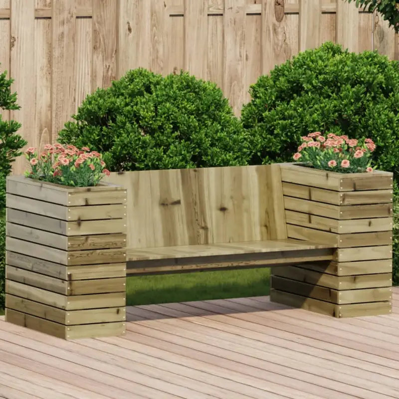 Houten bankje met plantenbakken van massief grenenhout voor tuin - Naturel geïmpregneerd / 1 - Loungebanken