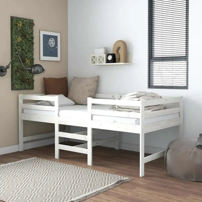 Houten bedframe in massief grenenhout voor extra ruimte in kleine kamers - Wit - Bedden & bedframes