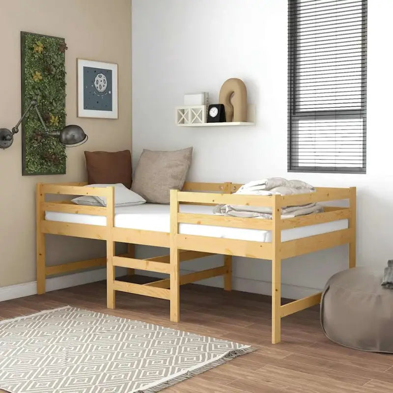 Houten bedframe in massief grenenhout voor extra ruimte in kleine kamers - Naturel - Bedden & bedframes