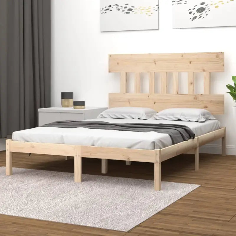 Houten bedframe met massief grenenhout en tijdloos ontwerp - Naturel / 135 x 190 cm - Bedden & bedframes
