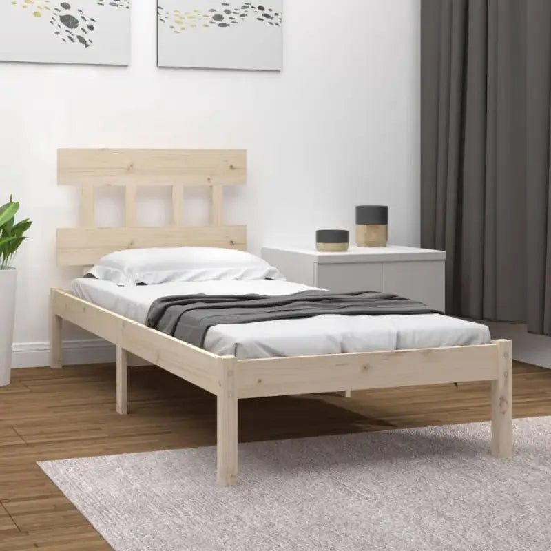 Houten bedframe met massief grenenhout en tijdloos ontwerp - Naturel / 90 x 190 cm - Bedden & bedframes