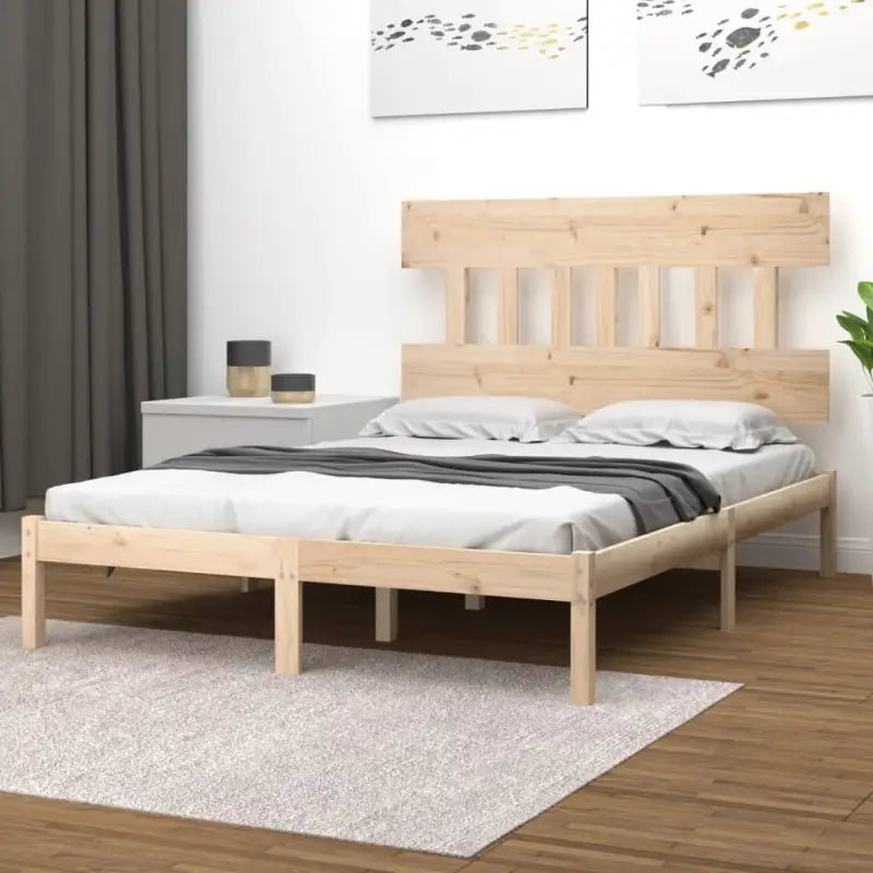Houten bedframe met massief grenenhout en tijdloos ontwerp - Naturel / 140 x 190 cm - Bedden & bedframes