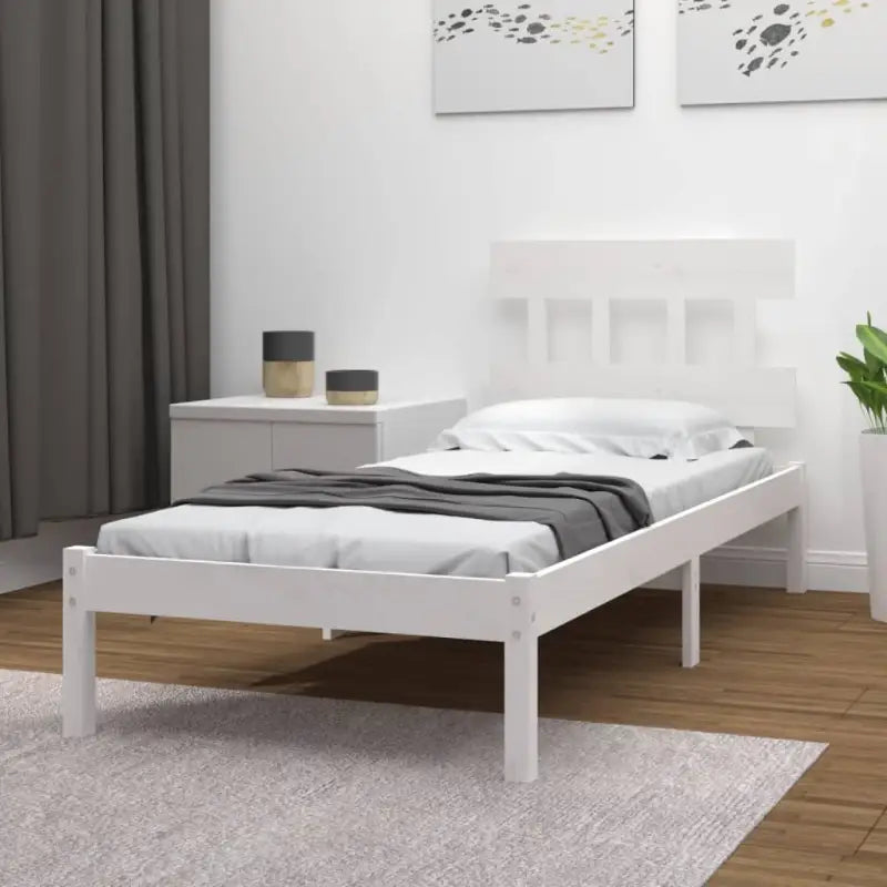 Houten bedframe met massief grenenhout en tijdloos ontwerp - Wit / 100 x 200 cm - Bedden & bedframes