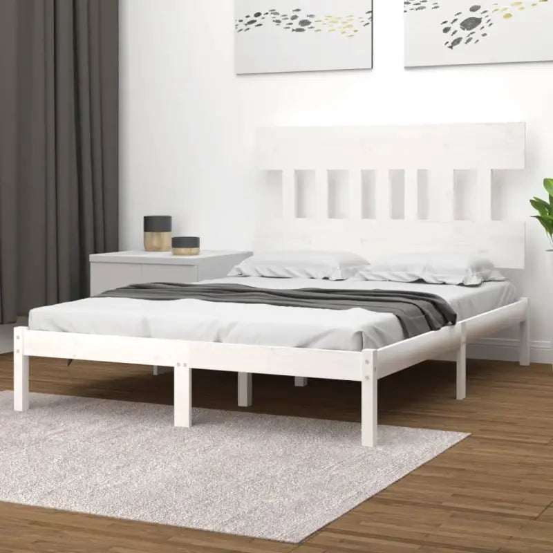 Houten bedframe met massief grenenhout en tijdloos ontwerp - Wit / 140 x 200 cm - Bedden & bedframes