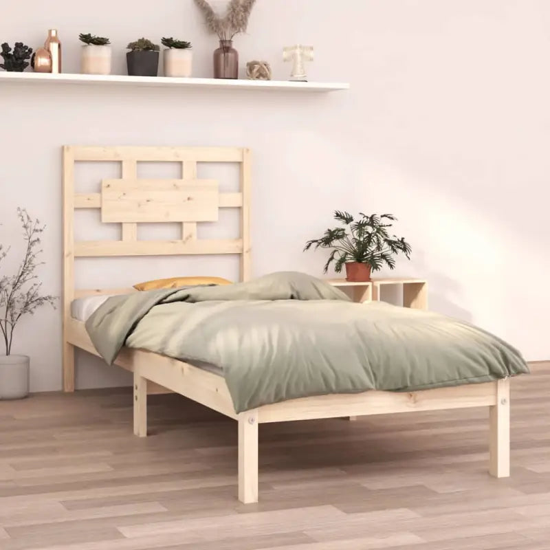 Houten bedframe met tijdloos ontwerp van massief grenenhout - Naturel / 75 x 190 cm - Bedden & bedframes