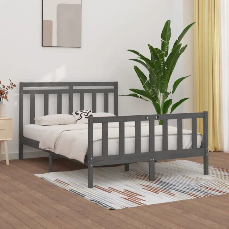 Houten bedframe van massief grenenhout inclusief levering - Grijs / 150 x 200 cm - Bedden & bedframes