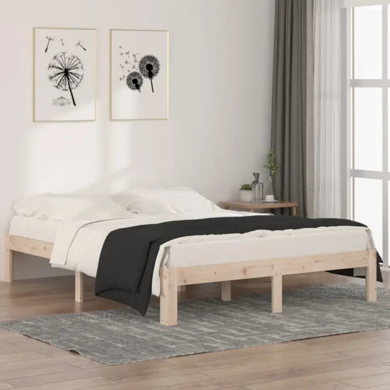 Houten bedframe van massief grenenhout met extra ondersteuning - Naturel / 140 x 190 cm - Bedden & bedframes