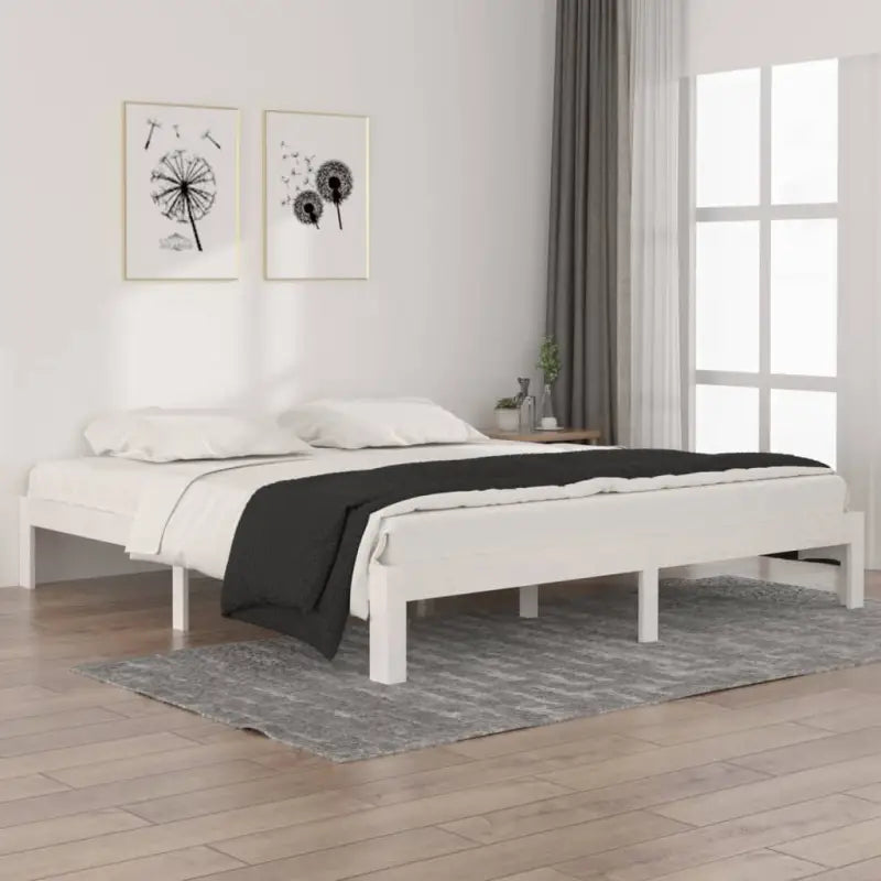 Houten bedframe van massief grenenhout met extra ondersteuning - Wit / 180 x 200 cm - Bedden & bedframes