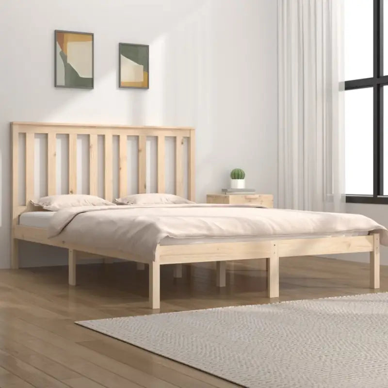 Houten bedframe van massief grenenhout met levering bevat - Naturel / 135 x 190 cm - Bedden & bedframes