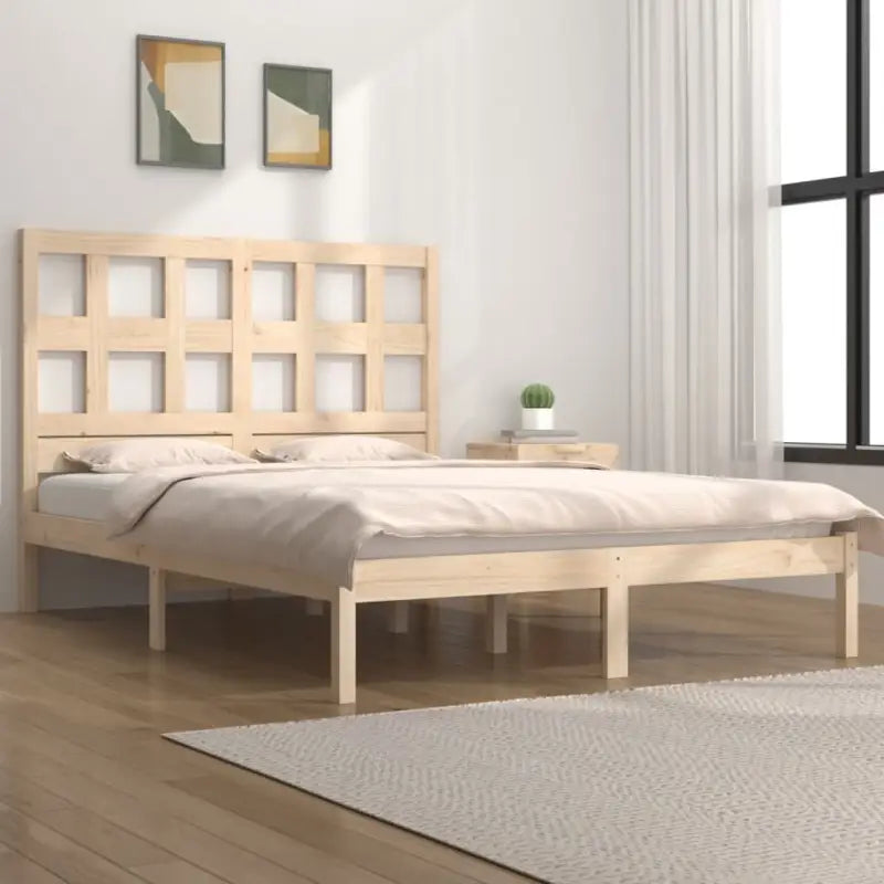 Houten bedframe van massief grenenhout met levering bevat - Naturel / 200 x 200 cm - Bedden & bedframes