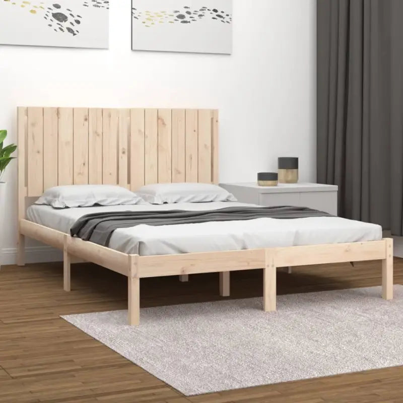 Houten bedframe van massief grenenhout met levering bevat - Naturel / 135 x 190 cm - Bedden & bedframes