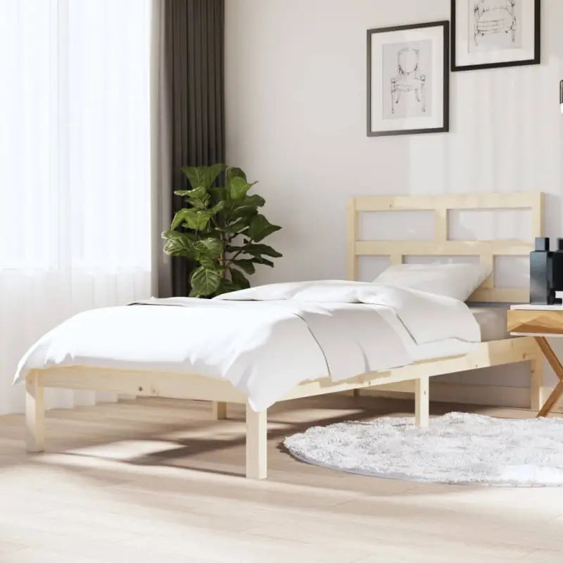 Houten Bedframe van Massief Grenenhout met Levering Bevat - Naturel / 90 x 190 cm - Bedden & bedframes
