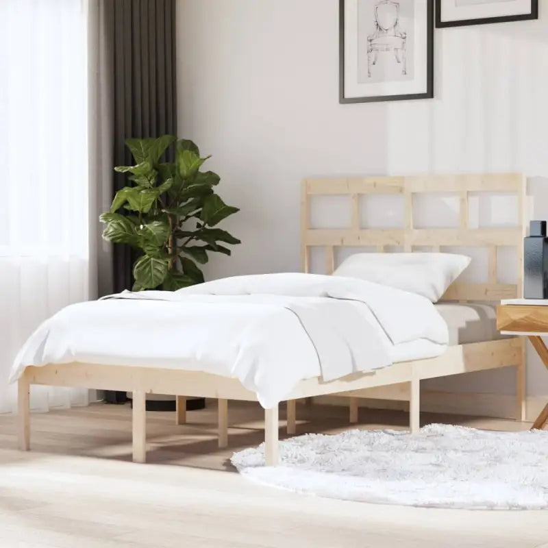 Houten Bedframe van Massief Grenenhout met Levering Bevat - Naturel / 120 x 200 cm - Bedden & bedframes