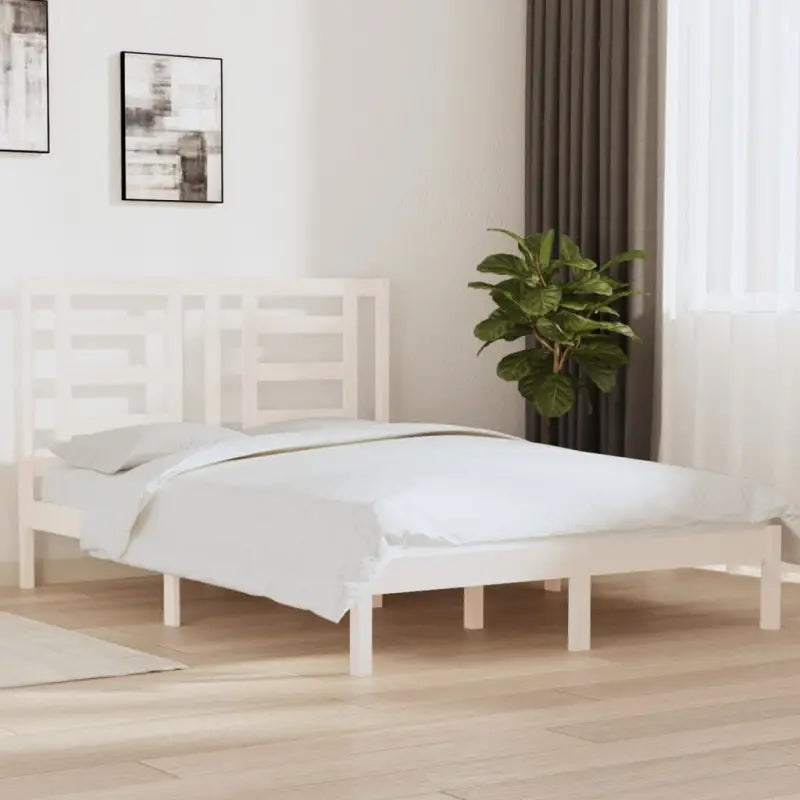 Houten bedframe van massief grenenhout met levering bevat - Wit / 140 x 190 cm - Bedden & bedframes