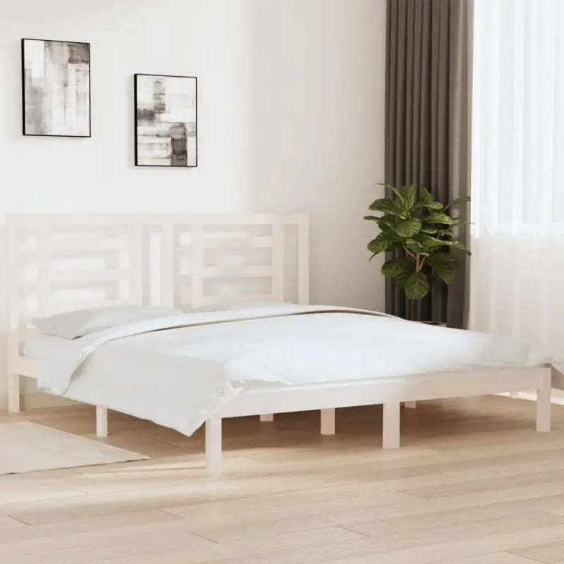 Houten bedframe van massief grenenhout met levering bevat - Wit / 180 x 200 cm - Bedden & bedframes