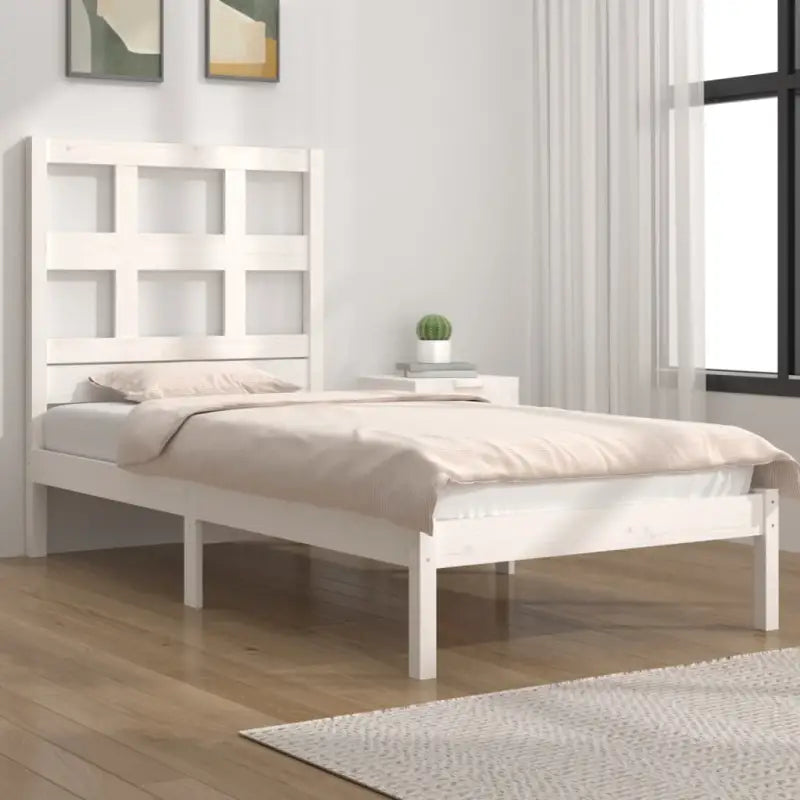 Houten bedframe van massief grenenhout met levering bevat - Wit / 75 x 190 cm - Bedden & bedframes