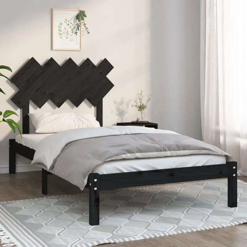 Houten bedframe van massief grenenhout met levering bevat - Zwart / 100 x 200 cm - Bedden & bedframes