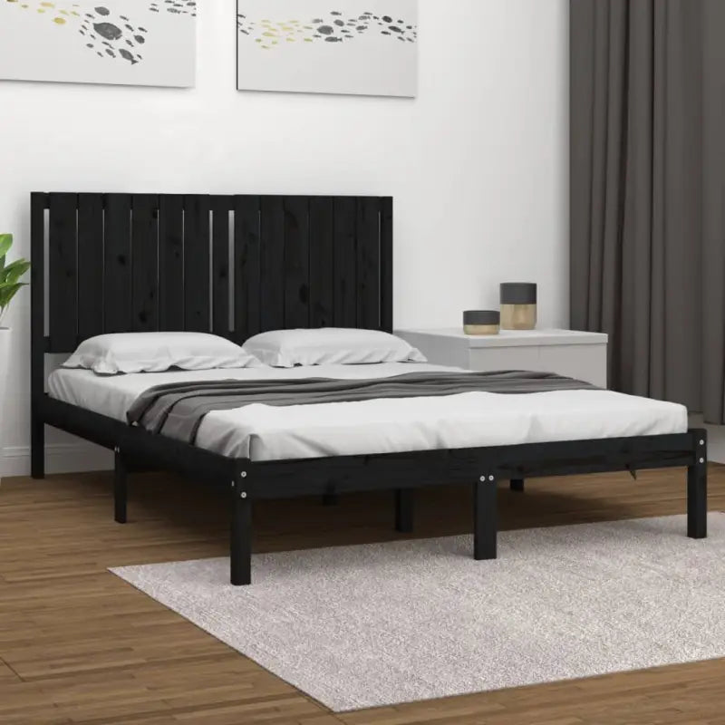 Houten bedframe van massief grenenhout met levering bevat - Zwart / 140 x 190 cm - Bedden & bedframes