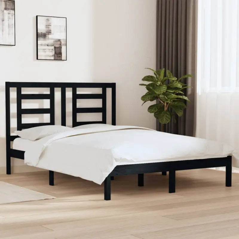 Houten bedframe van massief grenenhout met levering bevat - Zwart / 140 x 190 cm - Bedden & bedframes
