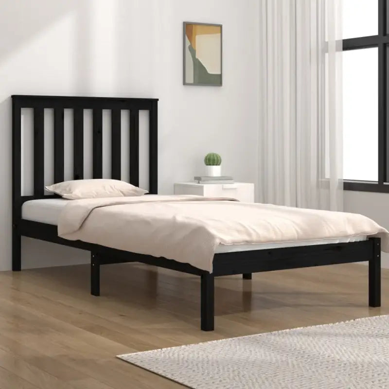 Houten bedframe van massief grenenhout met levering bevat - Zwart / 75 x 190 cm - Bedden & bedframes