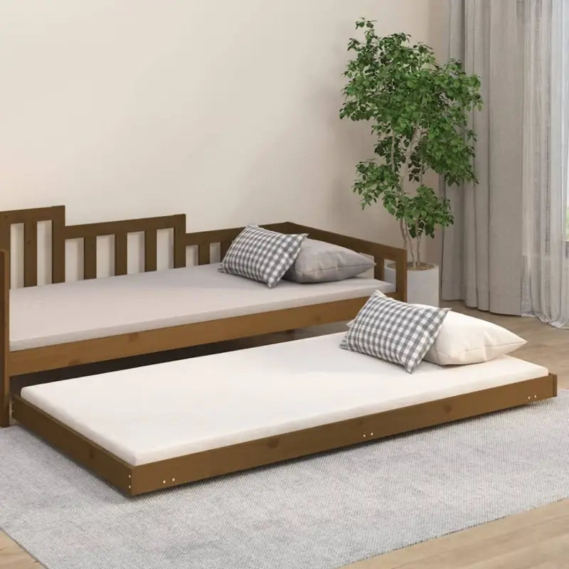 Houten bedframe van massief grenenhout met tijdloos ontwerp - Honingbruin / 100 x 200 cm - Bedden & bedframes