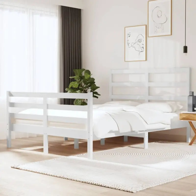 Houten bedframe van massief grenenhout met tijdloos ontwerp - Wit / 120 x 190 cm - Bedden & bedframes