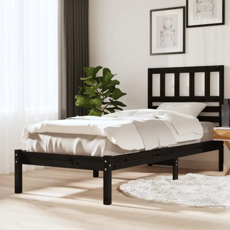 Houten bedframe van massief grenenhout voor een comfortabele nachtrust - Zwart / 75 x 190 cm - Bedden & bedframes