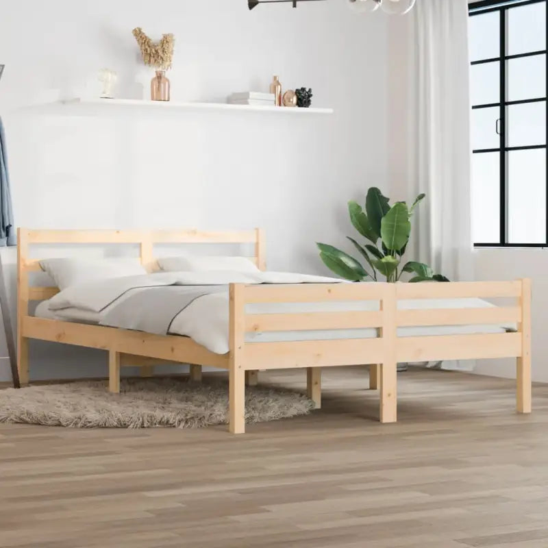 Houten bedframe van massief grenenhout voor een moderne slaapkamer - Naturel / 140 x 200 cm - Bedden & bedframes