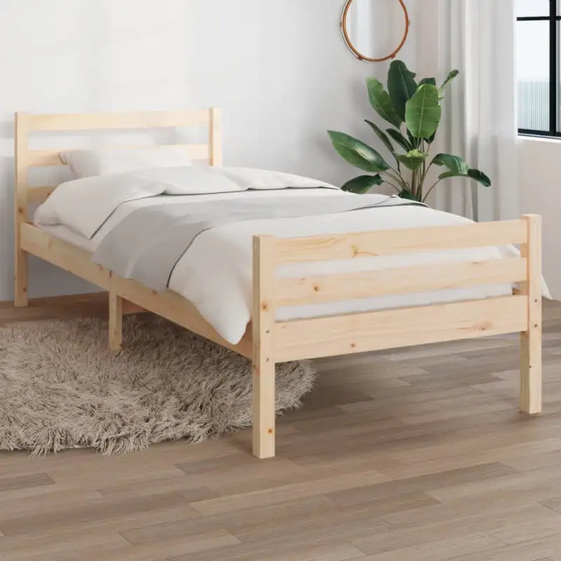 Houten bedframe van massief grenenhout voor een moderne slaapkamer - Naturel / 100 x 200 cm - Bedden & bedframes