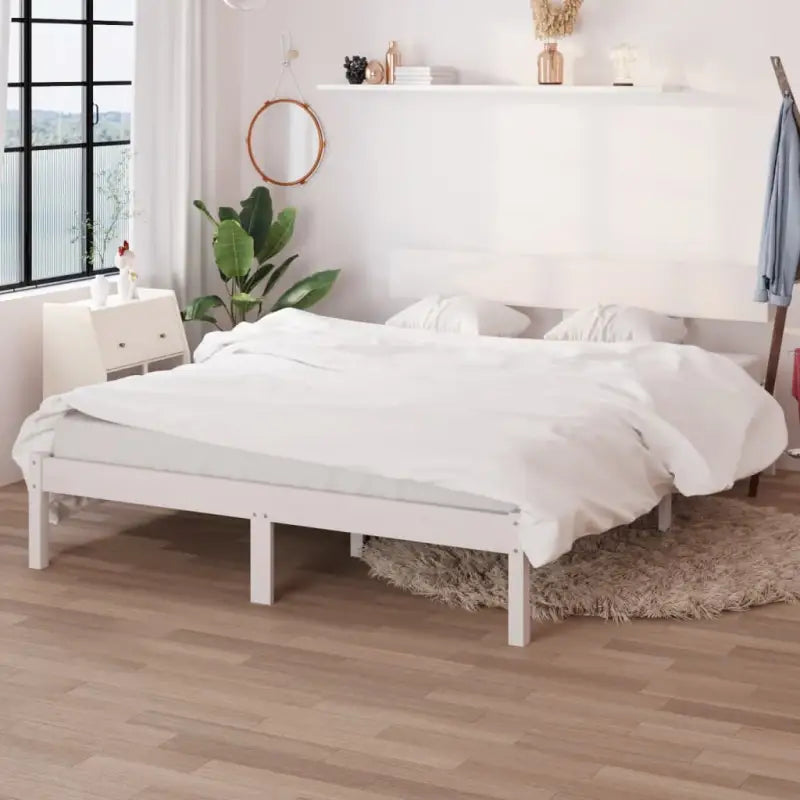 Houten bedframe van massief grenenhout voor een moderne slaapkamer - Wit / 135 x 190 cm - Bedden & bedframes