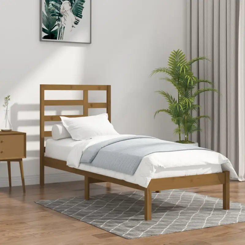 Houten bedframe van massief grenenhout voor een moderne slaapkamer - Honingbruin / 100 x 200 cm - Bedden & bedframes