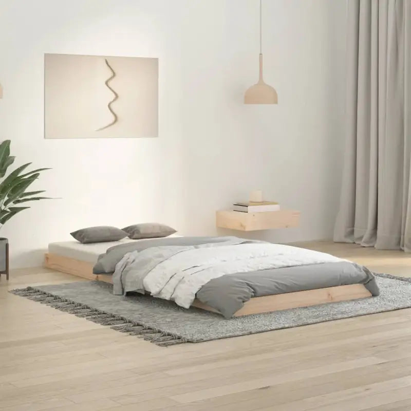 Houten bedframe van massief grenenhout voor een moderne slaapkamer - Naturel / 90 x 200 cm - Bedden & bedframes