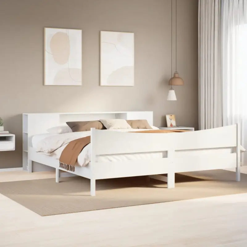 Houten bedframe van massief grenenhout voor een moderne slaapkamer - Wit / 180 x 200 cm - Bedden & bedframes