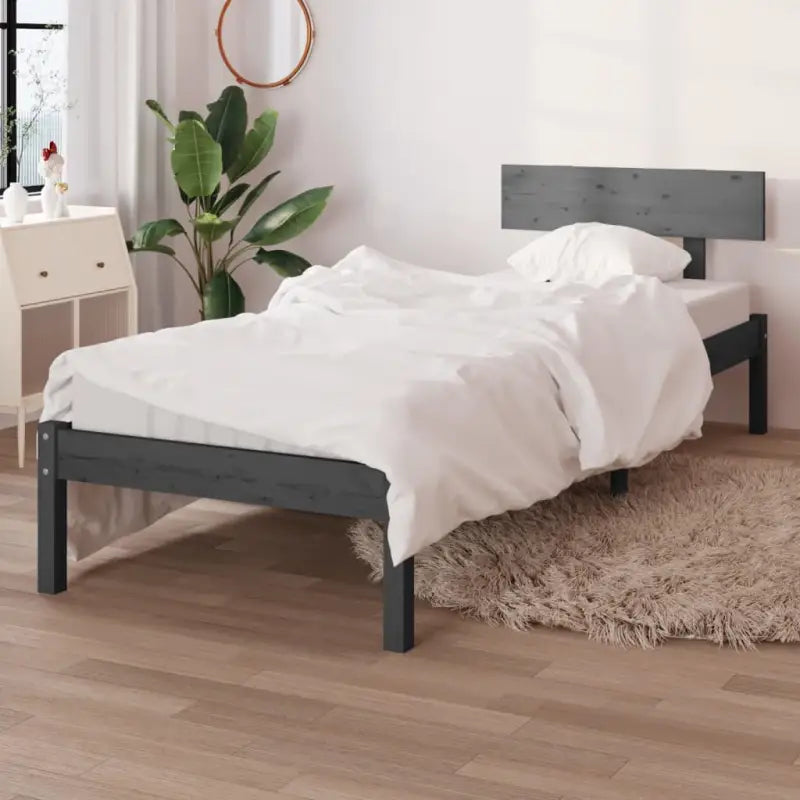 Houten bedframe van massief grenenhout voor een moderne slaapkamer - Grijs / 90 x 190 cm - Bedden & bedframes