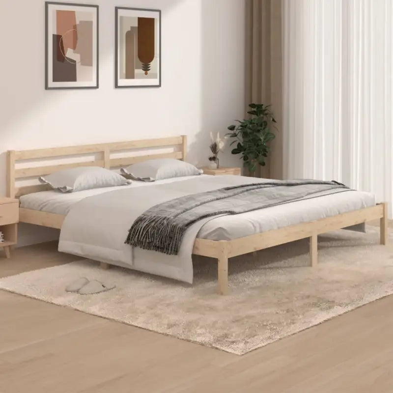Houten bedframe van massief grenenhout voor een moderne slaapkamer - Naturel / 180 x 200 cm - Bedden & bedframes