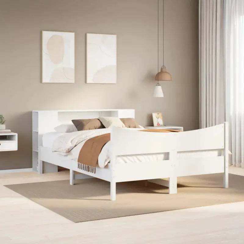 Houten bedframe van massief grenenhout voor een moderne slaapkamer - Wit / 140 x 190 cm - Bedden & bedframes