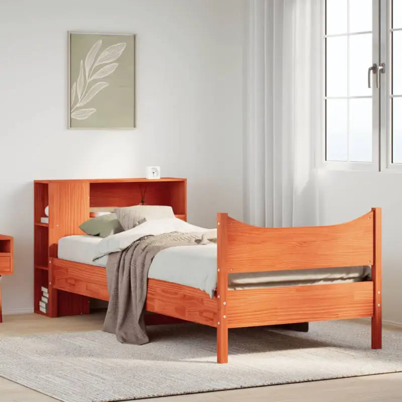 Houten bedframe van massief grenenhout voor een moderne slaapkamer - Wasbruin / 75 x 190 cm - Bedden & bedframes
