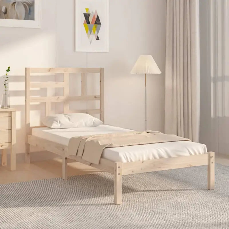 Houten bedframe van massief grenenhout voor een moderne slaapkamer - Naturel / 90 x 200 cm - Bedden & bedframes