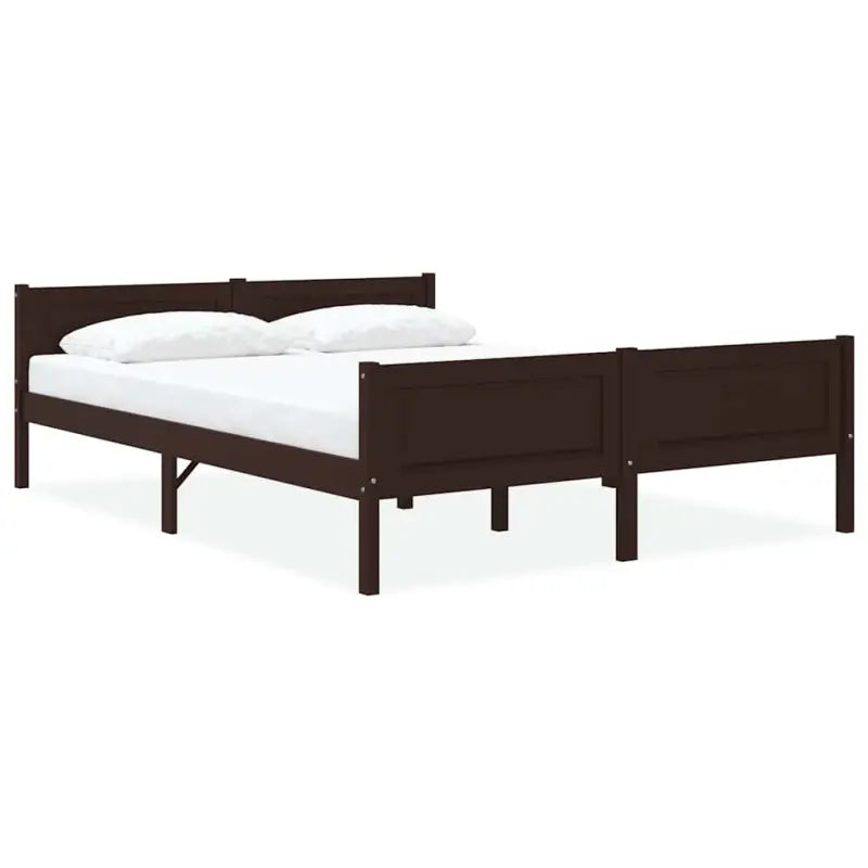 Houten bedframe van massief grenenhout voor een moderne slaapkamer - Donkerbruin / 160 x 200 cm - Bedden & bedframes