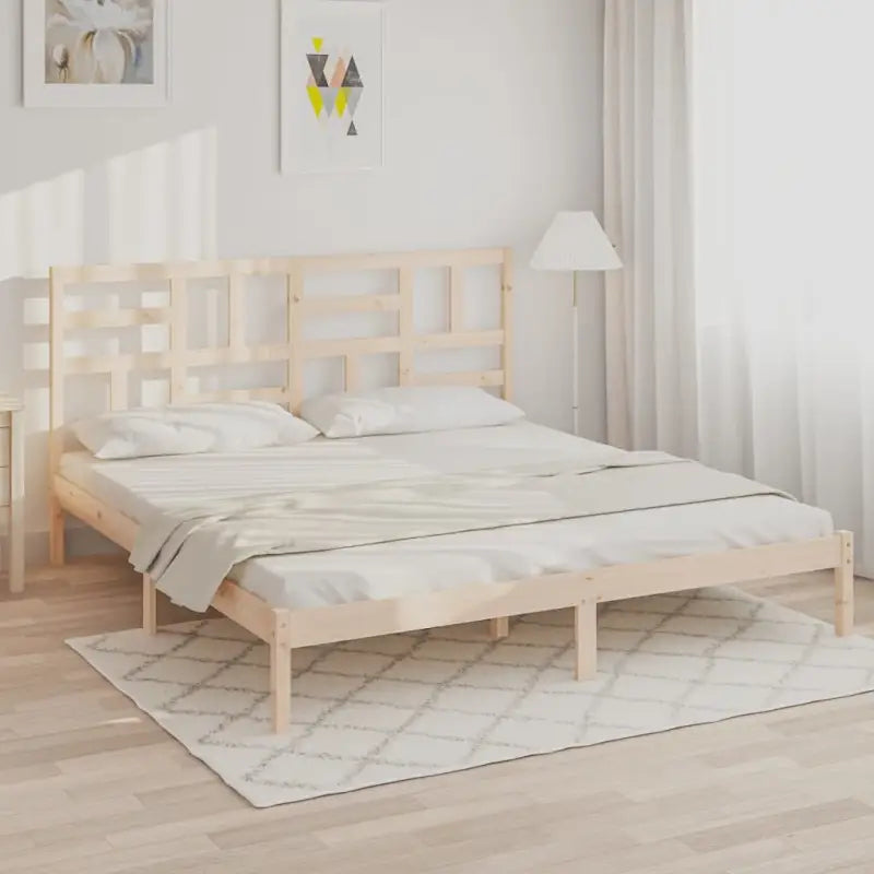 Houten bedframe van massief grenenhout voor een moderne slaapkamer - Naturel / 180 x 200 cm - Bedden & bedframes