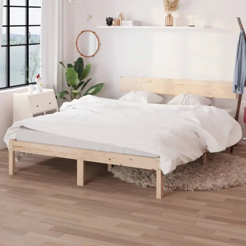 Houten bedframe van massief grenenhout voor een moderne slaapkamer - Naturel / 150 x 200 cm - Bedden & bedframes