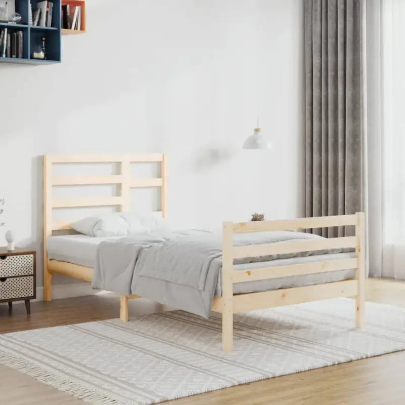 Houten bedframe van massief grenenhout voor een moderne slaapkamer - Naturel / 90 x 200 cm - Bedden & bedframes