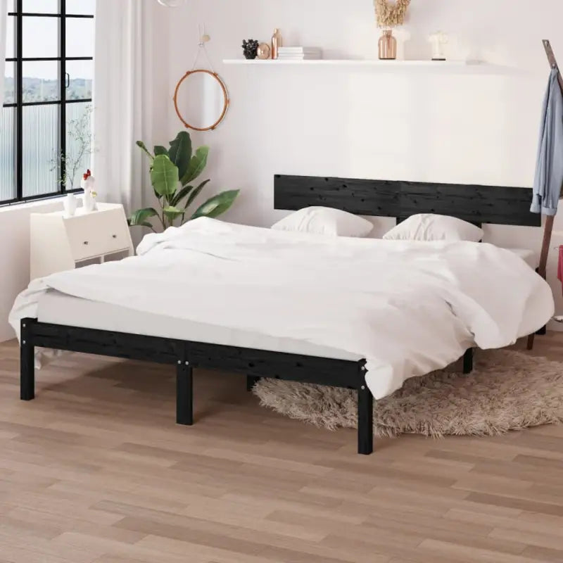 Houten bedframe van massief grenenhout voor een moderne slaapkamer - Zwart / 120 x 190 cm - Bedden & bedframes