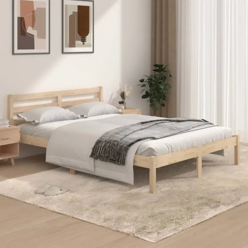 Houten bedframe van massief grenenhout voor een moderne slaapkamer - Naturel / 135 x 190 cm - Bedden & bedframes