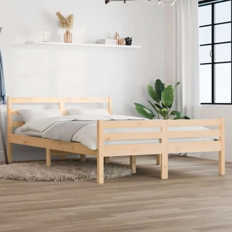 Houten bedframe van massief grenenhout voor een moderne slaapkamer - Naturel / 135 x 190 cm - Bedden & bedframes